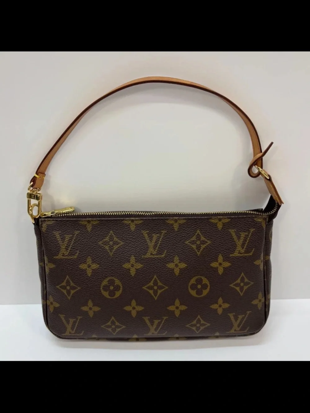 Louis Vuitton Monogram Canvas Mini Pochette with Vachetta Strap